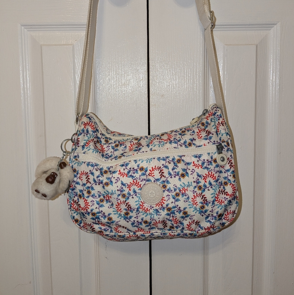 Kipling White Floral Shoulder Bag